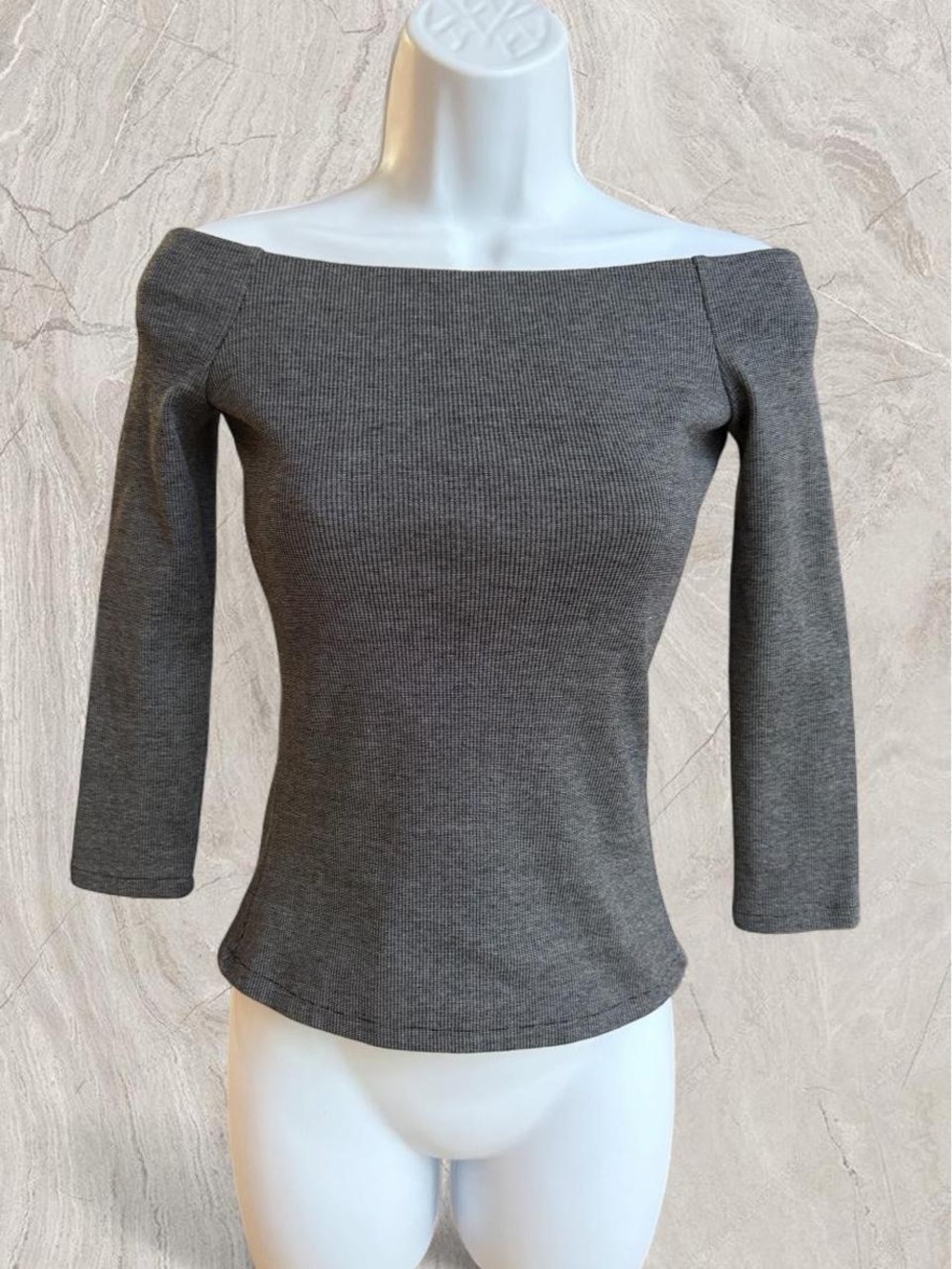 Zara Off Shoulder Knit Top Gray Office Siren
